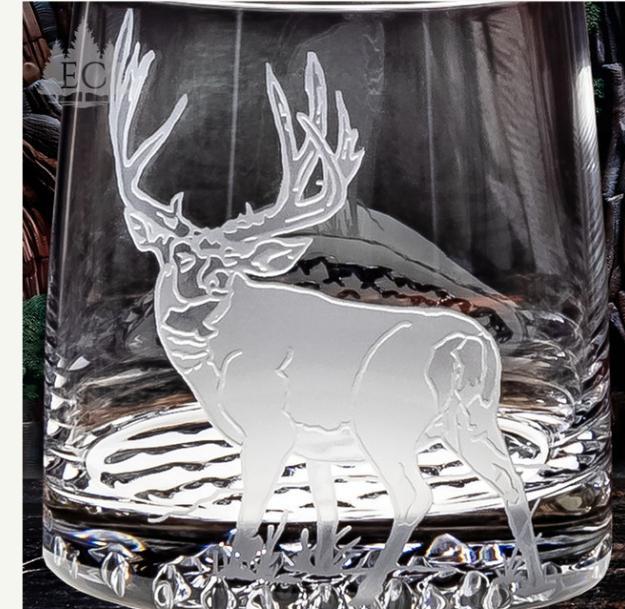 11 oz Mule Deer Crystal Whiskey Glass
