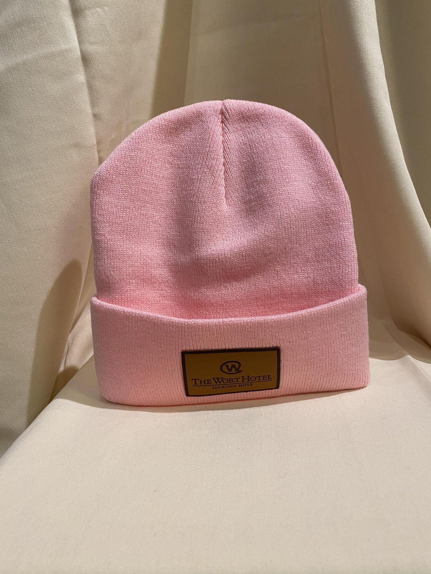 Patch Beanie Hat Pink