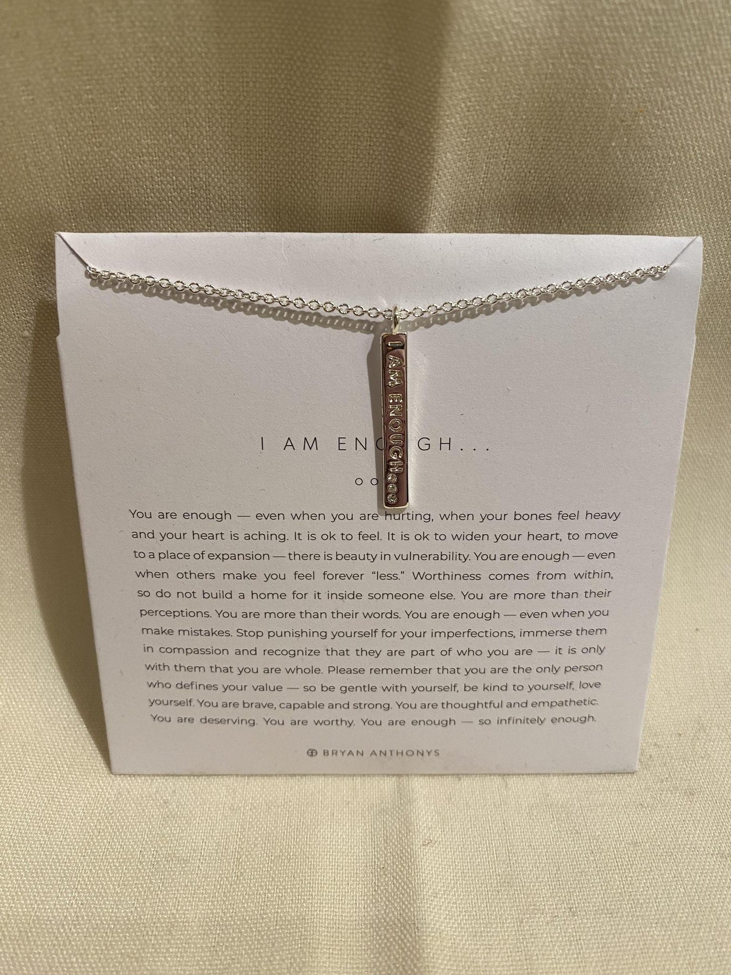 I Am Enough Necklace Silver Jewelry