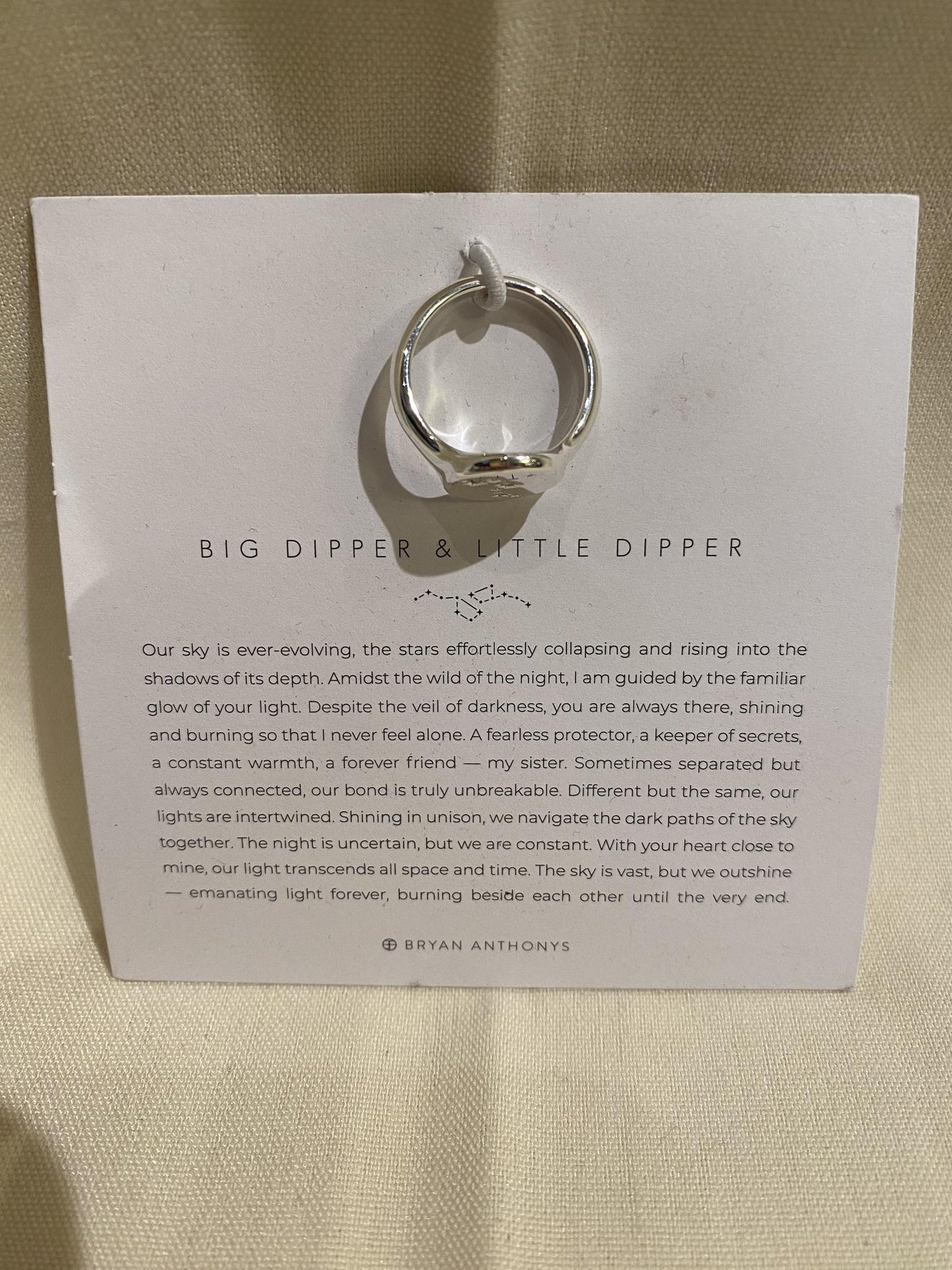 Big Dipper Little Dipper Signet Rings  Silver size 6